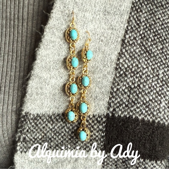 Alquimia Jewelry - Alquimia Turquoise and Gold Chain Earrings